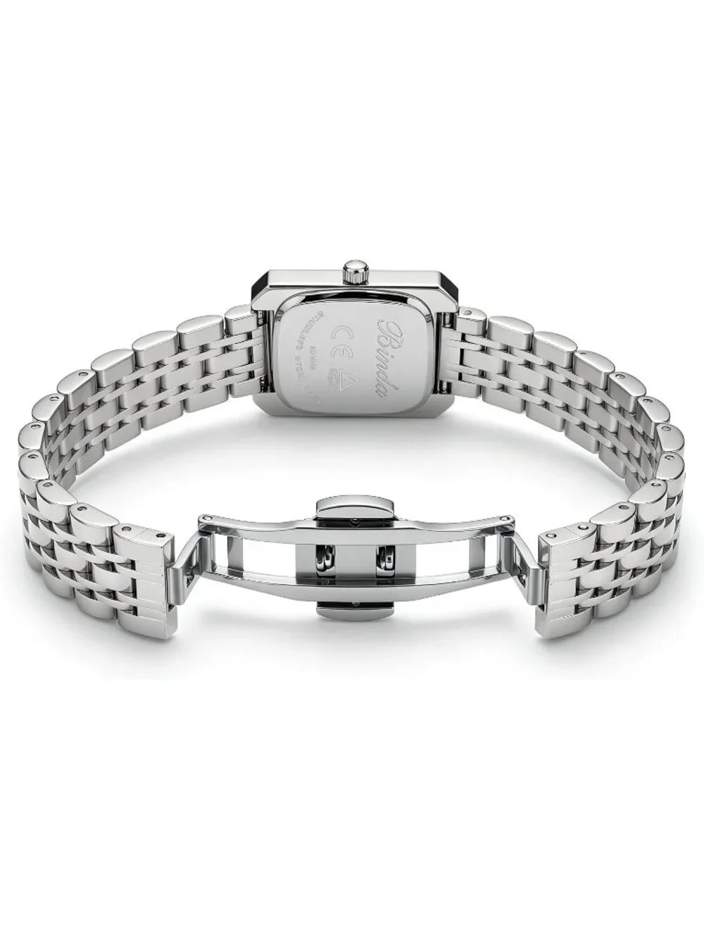 Women's Silver Burgundy Vintage Rectangular Case Stainless Steel Band Wristwatch
